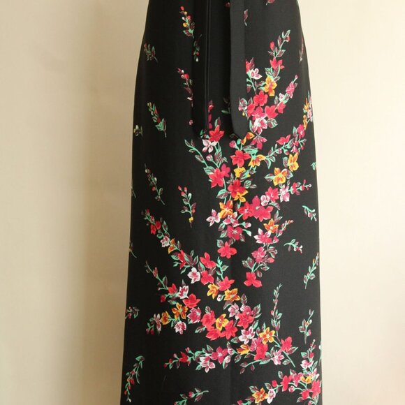 Vintage 1970s Dress, Lady Carol Black Floral Print Maxidress, Cottage Core, Folk - Picture 4 of 10